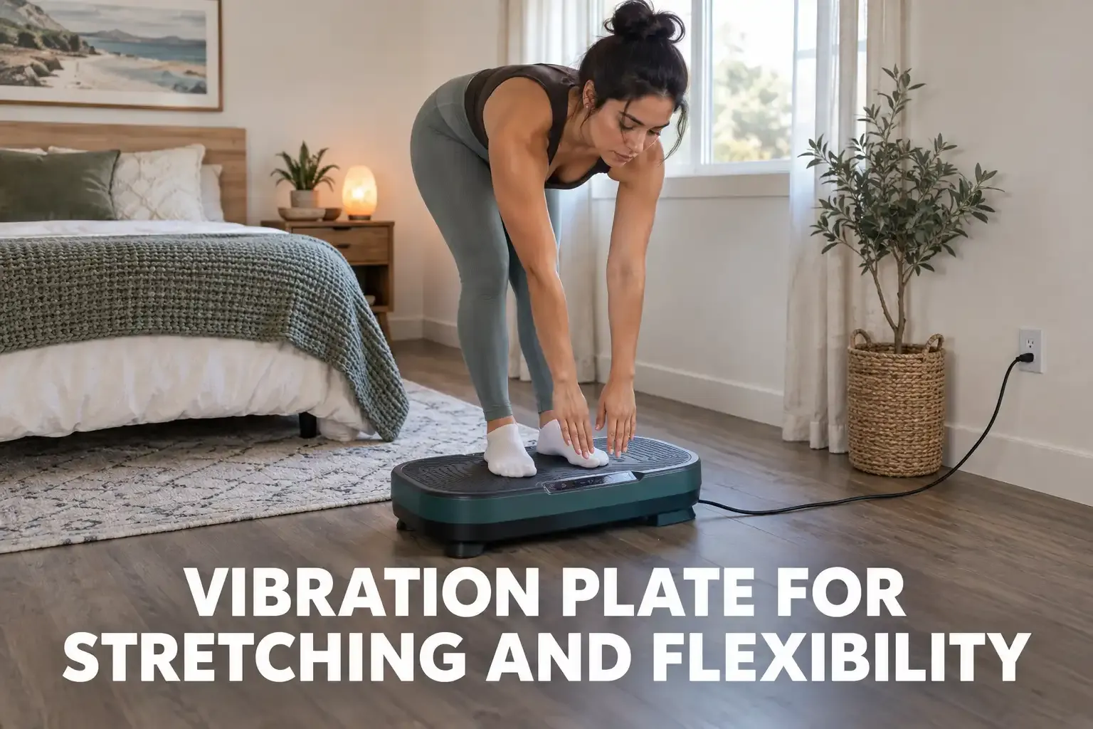 Hand adjusting the control dial on a vibration plate machine
