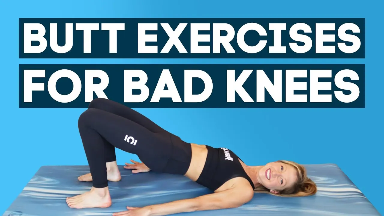 Home workout setup with chair, mat, towel and timer for bad knees