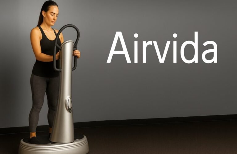 Modern vibration plate machine in a bright minimalist home gym