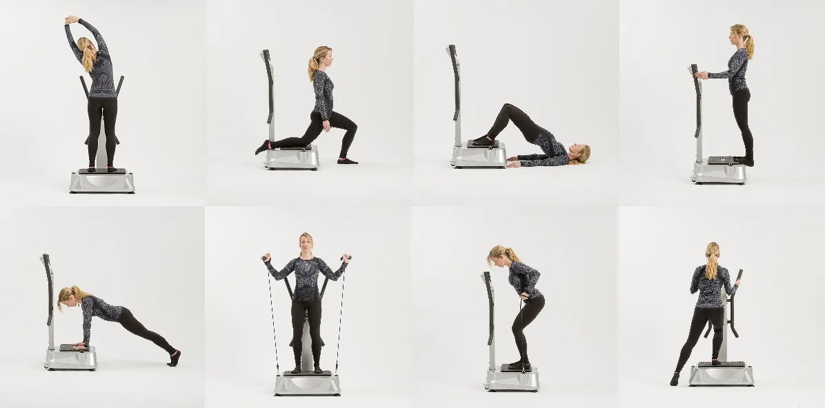 Person doing split squat on vibration plate in home gym