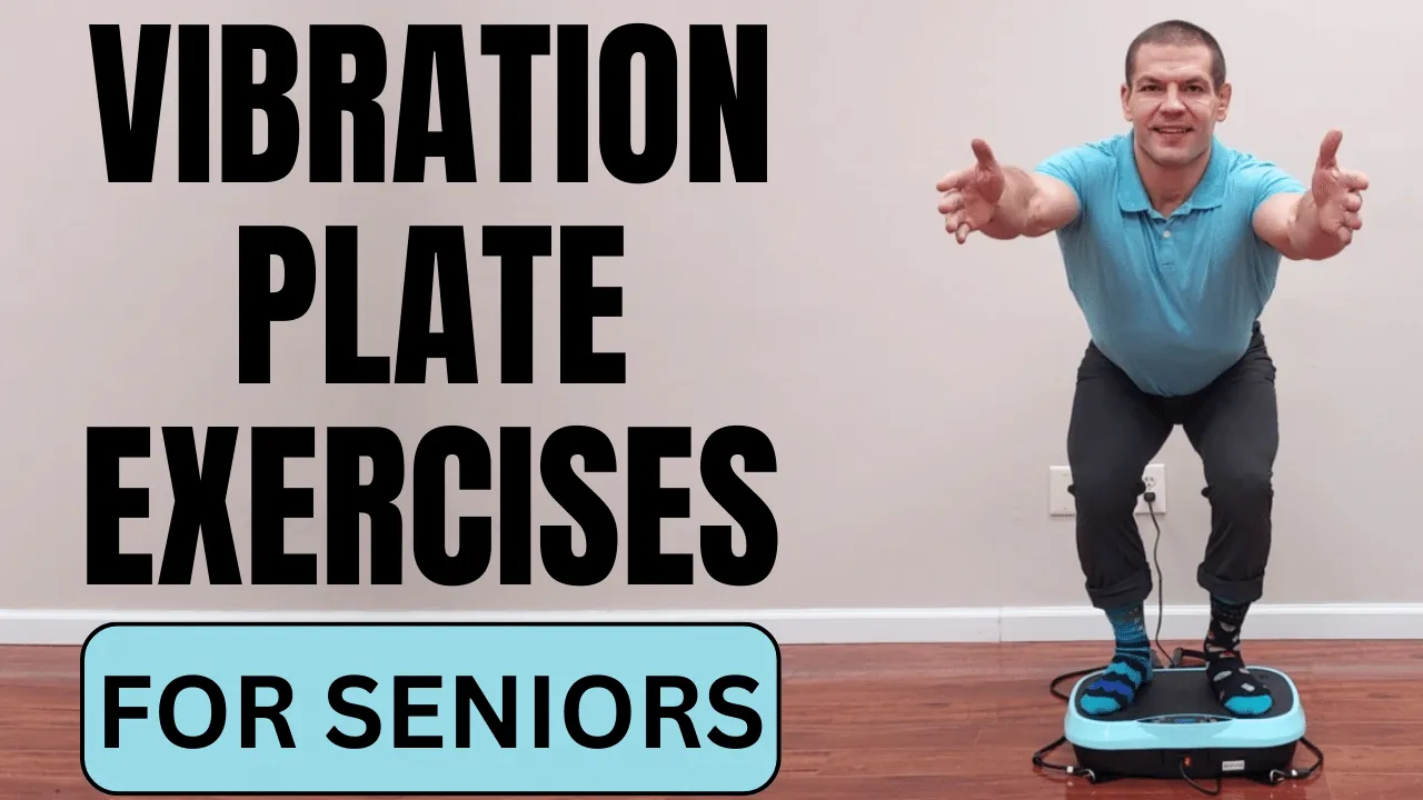 Senior woman starting a short vibration plate session in her living room