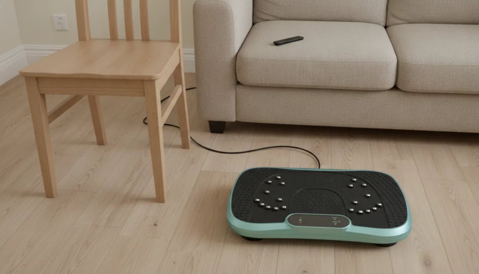 Sturdy black vibration plate beside flimsy thin plastic budget plate