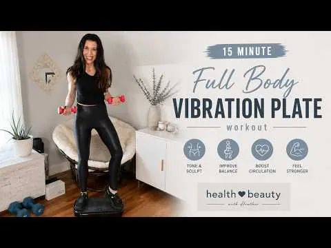 Timer set to 15 minutes beside a vibration plate