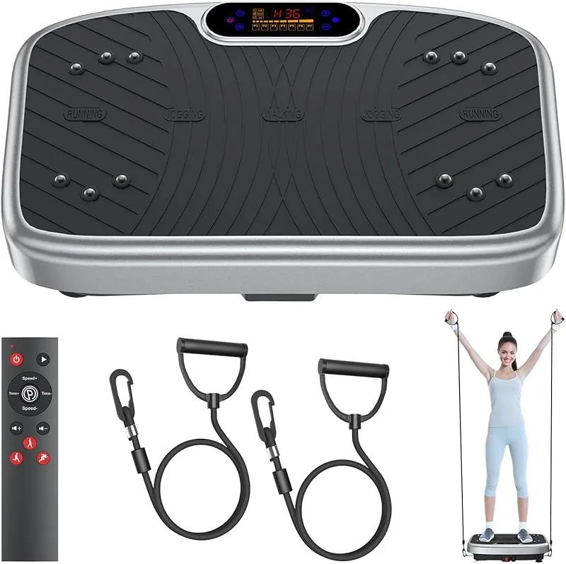 Vibration plate on concrete floor with mat in shared apartment