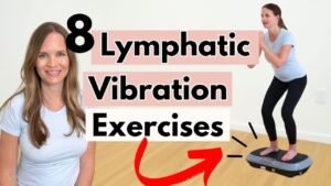 Vibration plate machine on wooden floor in bright home living room