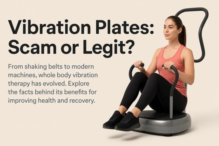 Vibration plate machine on wooden floor in a bright modern living room