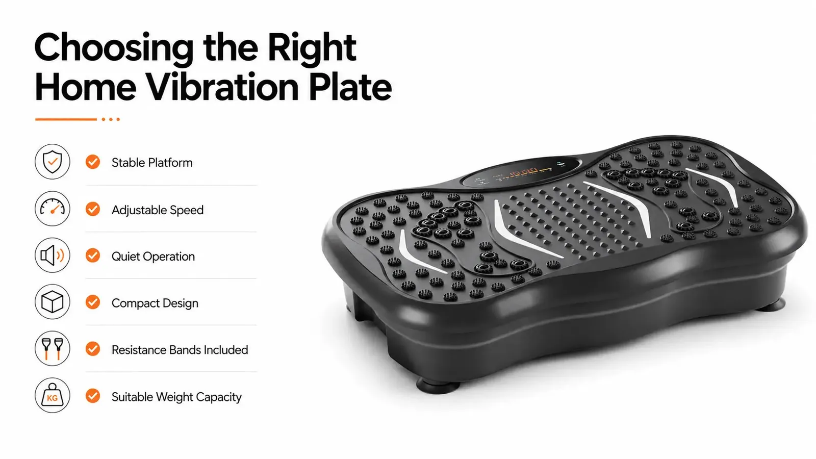 Vibration plate with safety strap and non-slip deck in gym