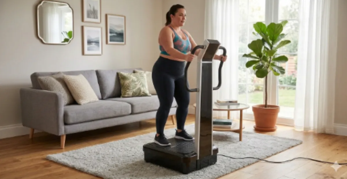 Vibration plate with weights and dumbbells showing setup mistakes to avoid