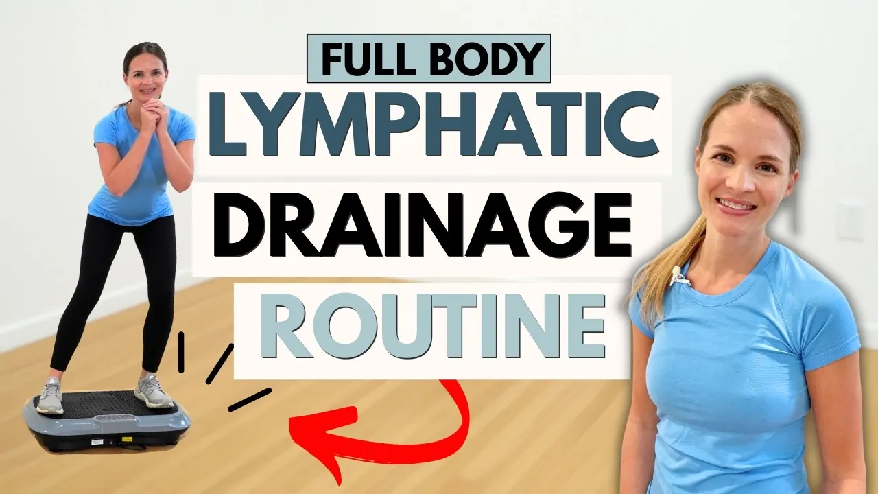 Water bottle and towel beside a vibration plate for a short lymphatic drainage session
