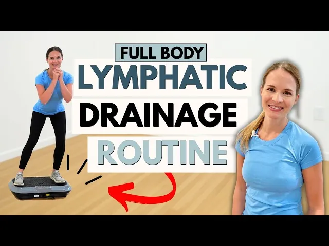 Woman doing slow calf raises on a vibration plate to support lymph flow