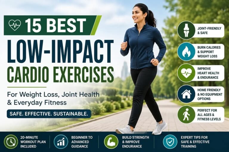 Woman power-walking on a park path at sunrise for low impact cardio
